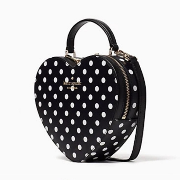 Kate Spade Heart Crossbody Polkadot Black Love Shack - Picture 3 of 4